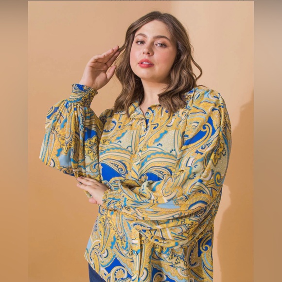 Flying Tomato Tops - Flying tomato floral paisley end of the road blue top size small